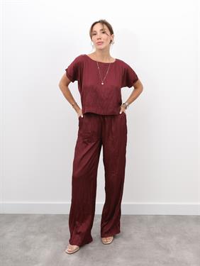 Kadın Crush Kumaş Bluz Pantolon Bordo Takım