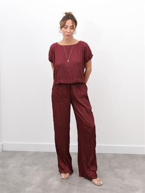 Kadın Crush Kumaş Bluz Pantolon Bordo Takım