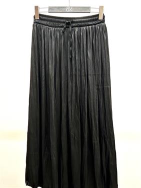 Kadın Crushlı Bağcıklı Midi Siyah Etek