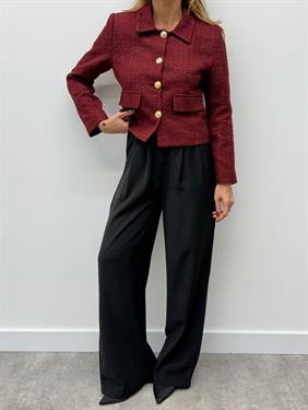 Kadın Dore Düğmeli Blazer Bordo Tüvit  Ceket