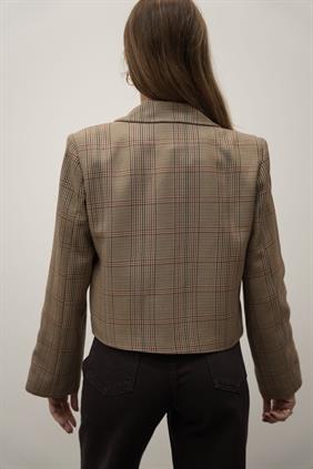 Kadın Kazayağı  Desenli Blazer Ceket