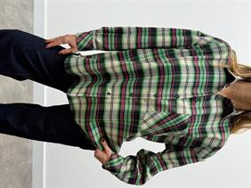 Kadın Elva Pembe Oduncu Oversıze Gömlek