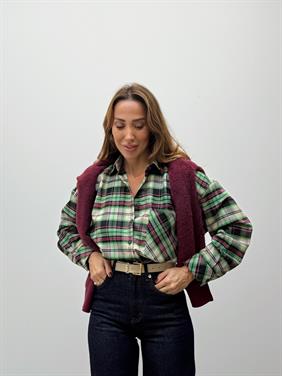 Kadın Elva Pembe Oduncu Oversıze Gömlek