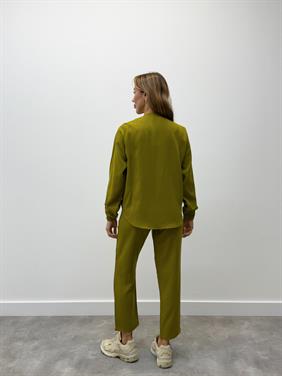 Kadın Fermuarlı Ceket Pantolon Alt-Üst Yağ Yeşili Takım