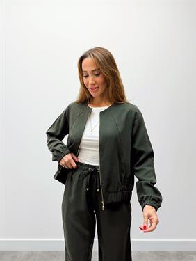 Kadın Fermuarlı Ceket Pantolon Alt-Üst Haki Takım