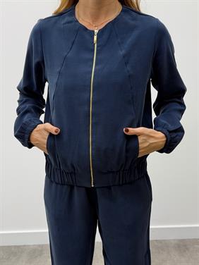 Kadın Fermuarlı Ceket Pantolon Alt-Üst Lacivert Takım