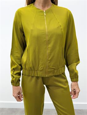 Kadın Fermuarlı Ceket Pantolon Alt-Üst Yağ Yeşili Takım