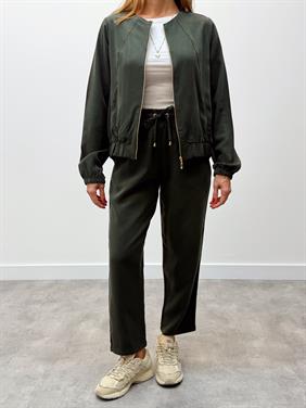 Kadın Fermuarlı Ceket Pantolon Alt-Üst Haki Takım