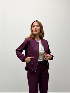 Kadın Fermuarlı Ceket Pantolon Alt-Üst Mürdüm Takım
