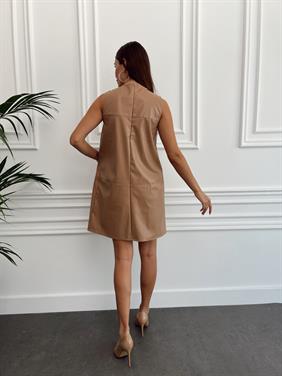 Kadın Fermuarlı Cepli Vizon Jile Elbise