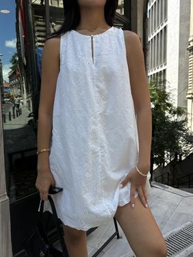 Kadın Fisto Astarlı Beyaz Mini Elbise