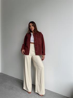 Kadın Gabardin Kumaş Cep Detaylı Kiremit Gömlek