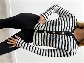 Kadın Gold Düğme Triko Siyah Hırka