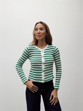 Kadın Gold Düğme Triko Yeşil Hırka