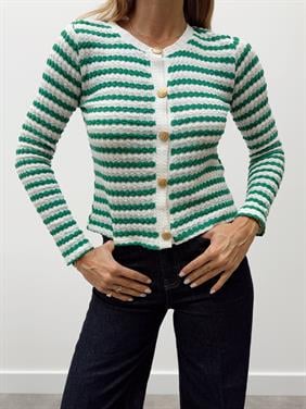 Kadın Gold Düğme Triko Yeşil Hırka