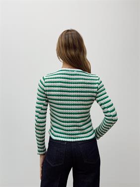 Kadın Gold Düğme Triko Yeşil Hırka