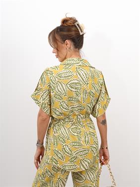 Kadın Karışık Desen Yağ Yeşili Alt Üst Takım