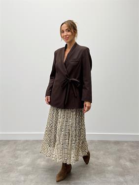 Kadın Kruvaze Kuşaklı Bağlamalı Kahverengi  Ceket 