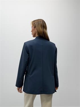 Kadın Kruvaze Kuşaklı Bağlamalı Mavi  Ceket 