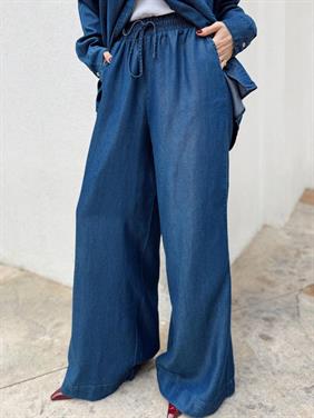 Kadın Mavi Denim Gömlek Pantolon Takım