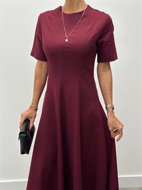 Kadın Maxi Boy Bordo Keten Elbise