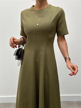 Kadın Maxi Boy Haki Keten Elbise