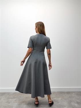 Kadın Maxi Boy Kloş Prenses Gri Elbise