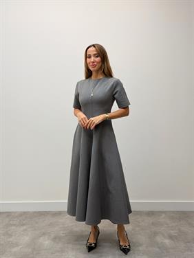 Kadın Maxi Boy Kloş Prenses Gri Elbise