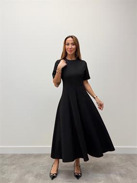 Kadın Maxi Boy Kloş Prenses Siyah Elbise
