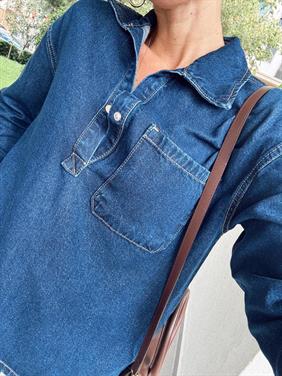 Kadın Denim Pantolon Gömlek Mavi Takım