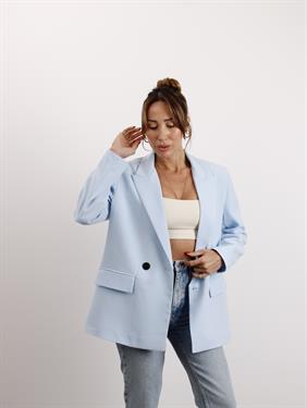 Kadın Poliviskon Kumaş Astarlı Bebe Mavi Blazer Ceket