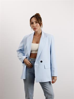 Kadın Poliviskon Kumaş Astarlı Bebe Mavi Blazer Ceket