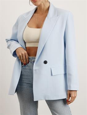 Kadın Poliviskon Kumaş Astarlı Bebe Mavi Blazer Ceket