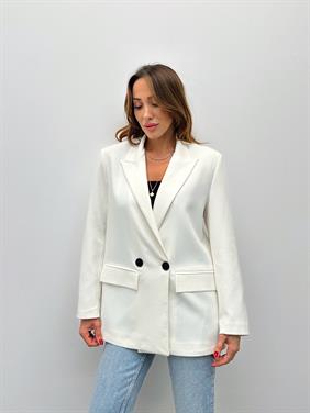 Kadın Poliviskon Kumaş Astarlı Beyaz Blazer Ceket