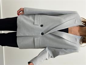 Kadın Poliviskon Kumaş Astarlı Gri Blazer Ceket