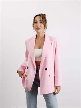 Kadın Poliviskon Kumaş Astarlı Pembe Blazer Ceket