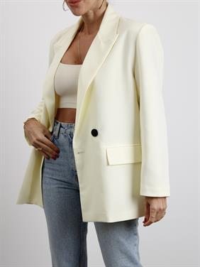 Kadın Poliviskon Kumaş Astarlı Lİmon Sarısı Blazer Ceket