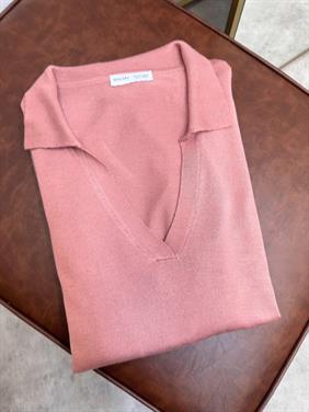 Kadın Polo Yaka Basic Gül Kurusu Kazak