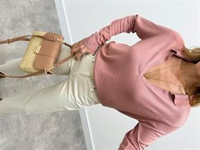 Kadın Polo Yaka Basic Gül Kurusu Kazak