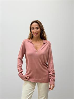 Kadın Polo Yaka Basic Gül Kurusu Kazak