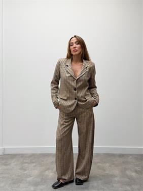 Kadın Retro Kareli Blazer Ceket