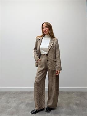 Kadın Retro Kareli Blazer Ceket
