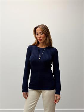 Kadın Saç Örgü Basic Lacivert Triko Kazak 