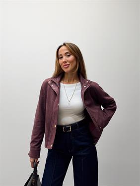 Kadın Süet Kumaş Arden Bomber Mürdüm Ceket