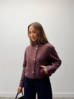 Kadın Süet Kumaş Arden Bomber Mürdüm Ceket