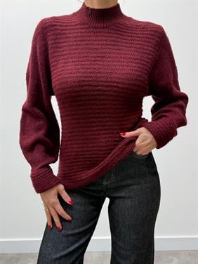 Kadın Tina Bordo Balıkçı Yaka Triko Kazak