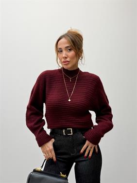 Kadın Tina Bordo Balıkçı Yaka Triko Kazak