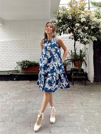 Kadın Tnsel Yıkamalı Kot Lacivert Elbise