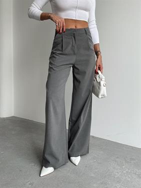 Kadın Tokalı Yüksek Bel Antrasit Palazzo Pantolon