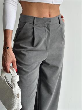 Kadın Tokalı Yüksek Bel Antrasit Palazzo Pantolon